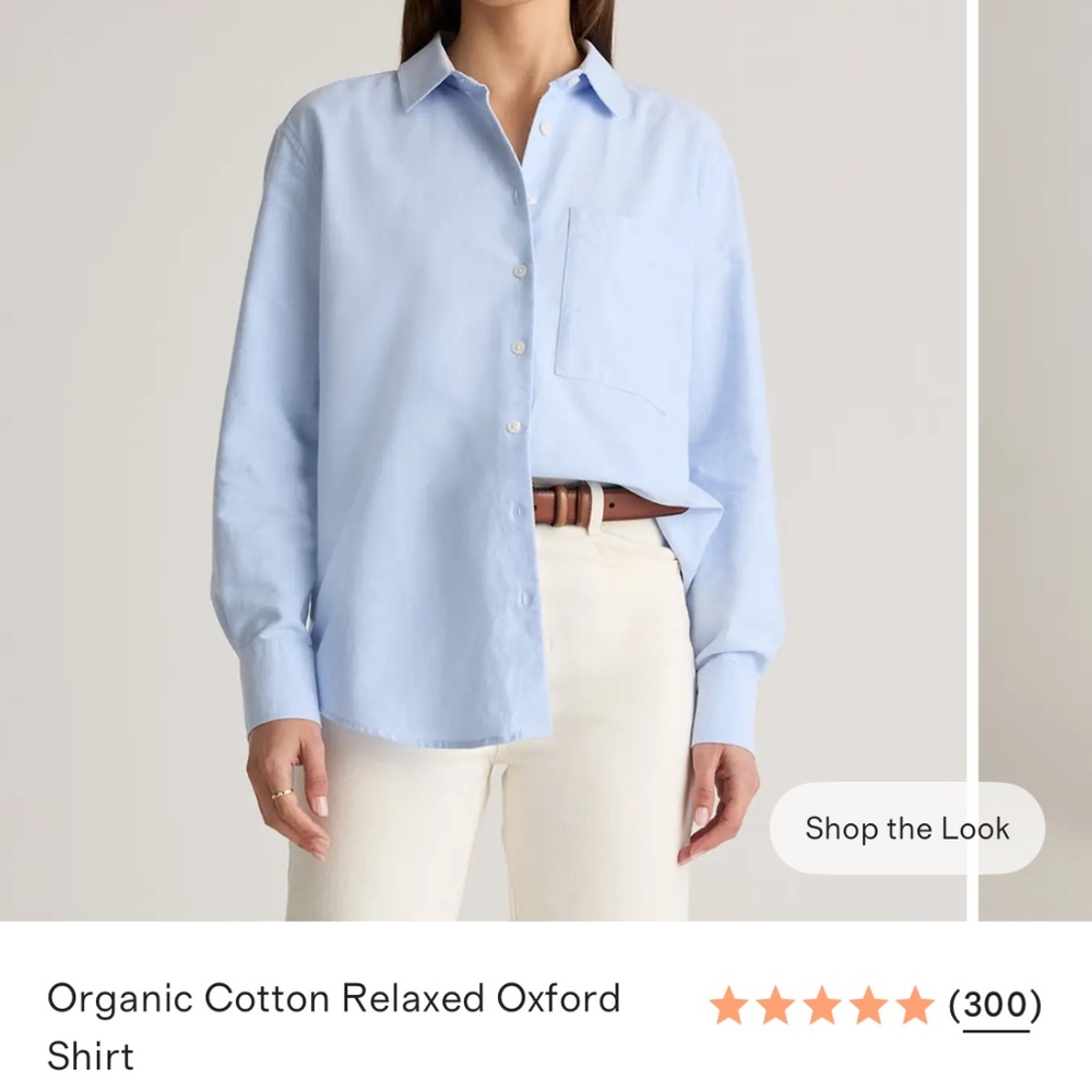 Bundle of 2 Quince Organic Cotton Relaxed Oxford Shirts – Size S (Blue & White